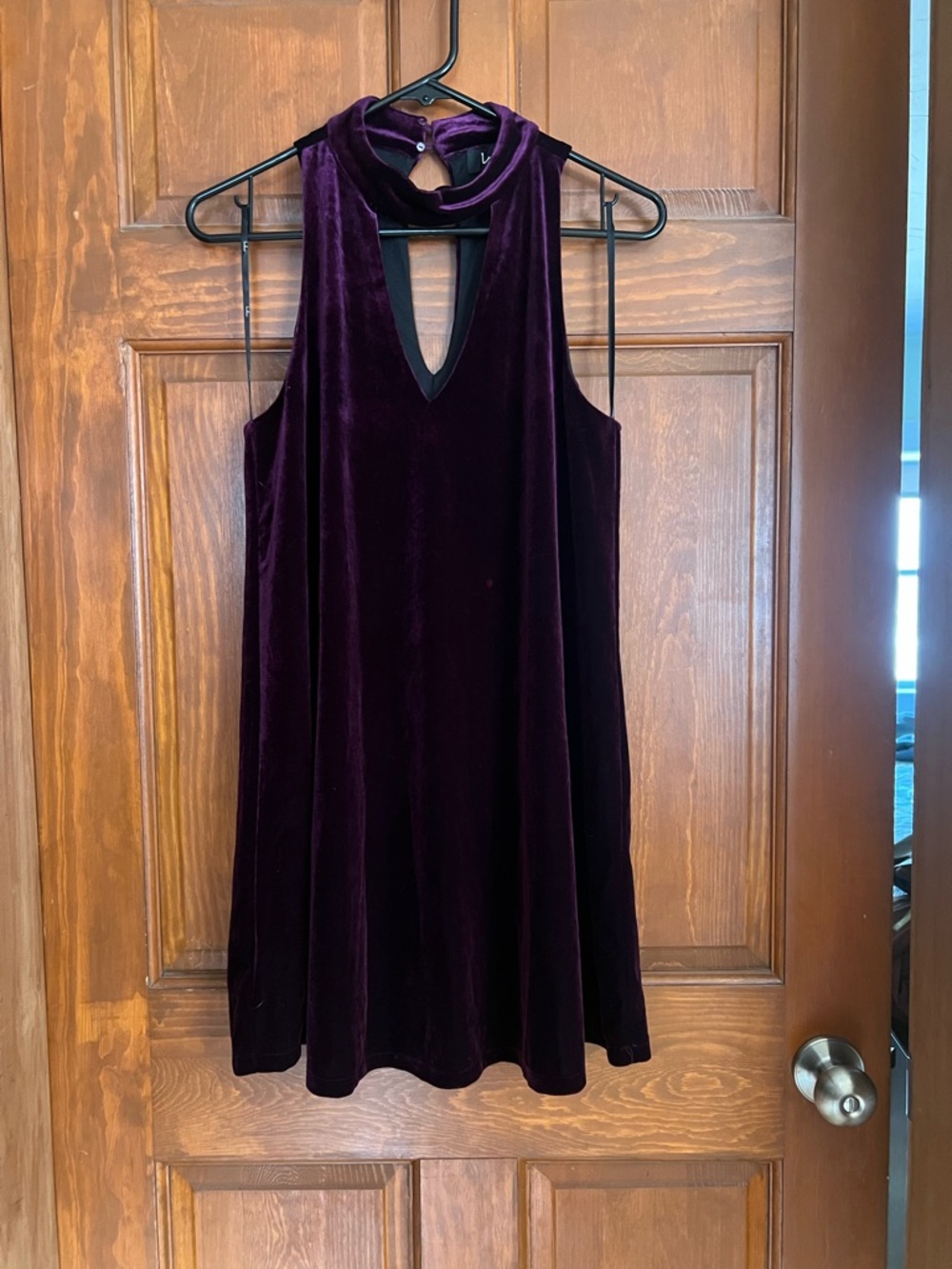 Lulu's Velvet Choker Mini Dress in Plum